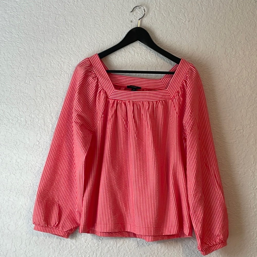Brand new with tags, J Crew long sleeve top. Flattering square neck style.